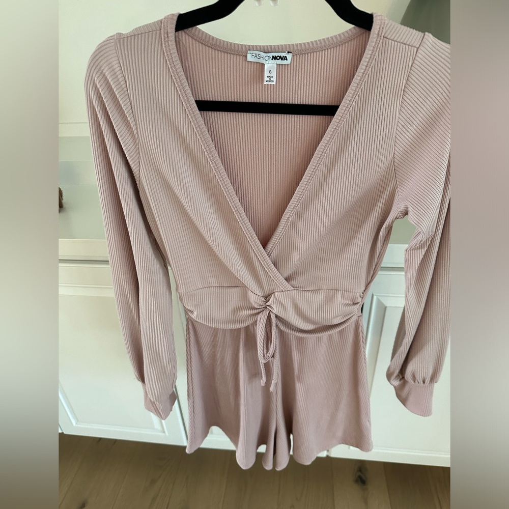 Blush Fashion Nova long sleeve romper